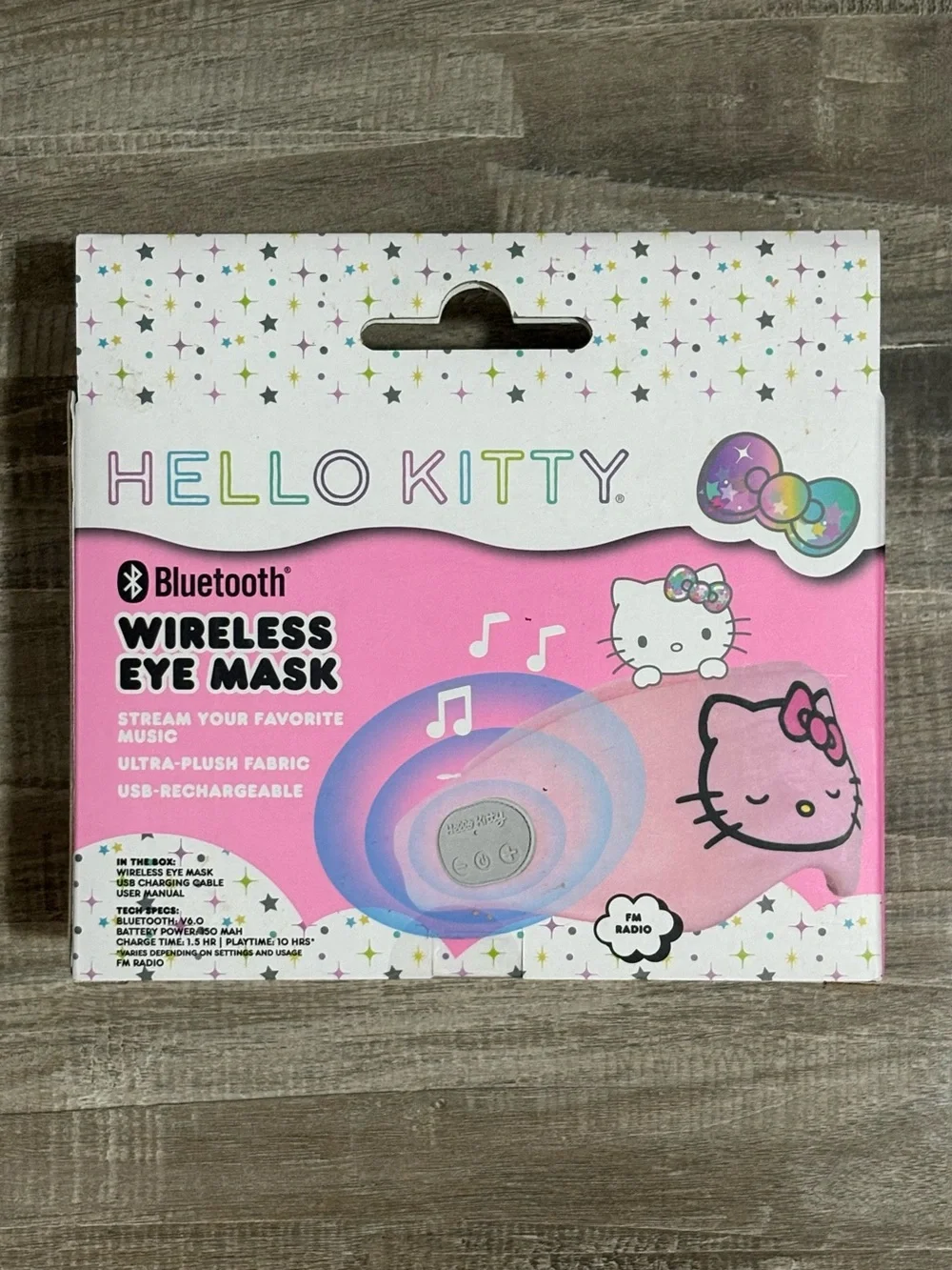 NEW Sanrio Cute Hello Kitty Bluetooth Wireless Sleep Eye Mask Plush Pink